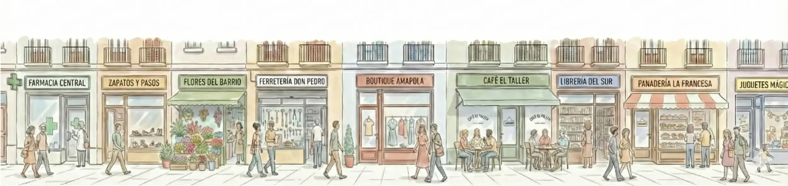 Fondo decorativo de comercios locales